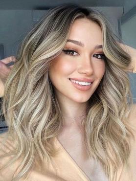 BLONDE BALAYAGE GEWELLTES MENSCHLICHES HAAR SPITZE PERÜCKE HH212