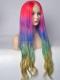 Regenbogen Mermaid bunte Lace Front Echthaar Perücke HH041