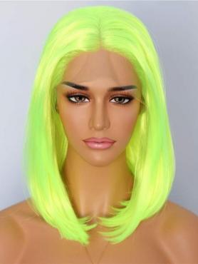 Neongrüne Glatte Schulterlange Syntetische Lace Front Perücke SNY142