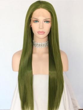 Matcha Grüne Lange Glatte Synthetische Lace Front Perücke SNY156