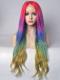 Regenbogen Mermaid bunte Lace Front Echthaar Perücke HH041